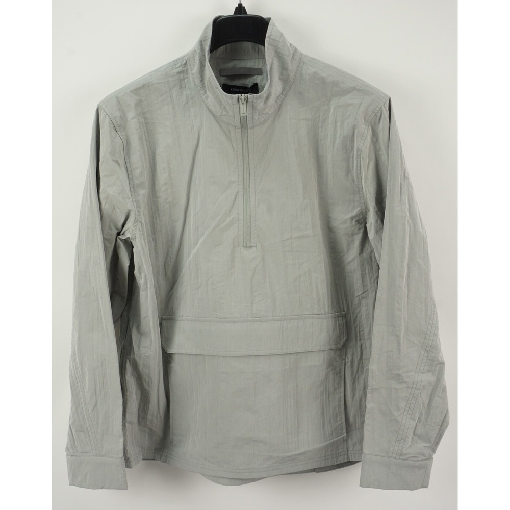 New $120 Kenneth Cole Technical Woven Windbreaker Anorak Jacket Men's Large Gray